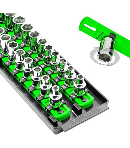 Ernst Manufacturing 8-Inch Socket Boss – 2-Rail Twist-Lock Socket Tray, 1/4" Drive, Blue, Holds 18 Sockets, Made In USA