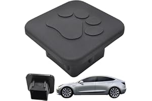 BEAHING Trailer Hitch Covers, Black Rubber Tow Hitch Covers, 3.1x3.1x1.7" Hitch Cap with 3D Paw Pattern Replacement, Hitch Tube Cover Plug Cap for Hitch Protection