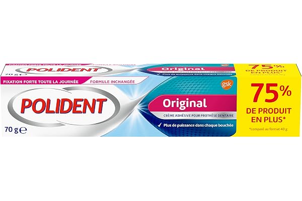 Polident Original, Crème Fixative Extra Forte, Pour Prothèses Dentaires Partielles ou Complètes, 70g