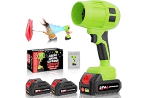 Blinme Leaf Blower Cordless with Battery | Cordless leaf blower, 55000RPM Adjustable Speed & 2 Pcs*21V Battery | Snow Blowing, Lawn Care, Patio, Blowing Leaves (Green-A)