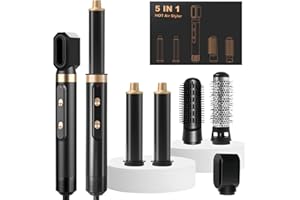 Anluomania Spazzola Asciugacapelli Multifunzione 5 in 1, 1000W Spazzola ad Aria Calda, Hair Styler Set con 2 Velocità/3 Temperature, Air Styler Per Asciugare, Lisciare, Volumizzante, Capelli Ricci
