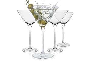 SIPOUR Juego de 4 Copas Martini tallo (24 cl)–Copas de Cóctel y Otras Bebidas–Elegantes Copas de Cocktail para Fiestas – Copas de Martini de Cristal Soplado a Mano – Regale un Bonito Conjunto de Martini