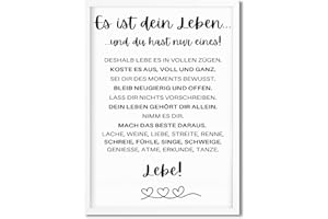 Urhome Kunstdruck Definition Es ist dein Leben mit Bilderrahmen Weiß in DIN A3 - Worterklärung wie im Duden Lexikon Wandbild Wanddeko mit Spruch Holz Rahmen für Wohnung Familie Freunde