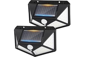 GRIFEMA Faretto LED da Esterno Solare con Sensore di Movimento, 100 LEDs, 3 Modalità, Angolo 270°, IP65, Batteria 800mAh, Lampada Solare da Giardino, Confezione da 2, GDK203-2