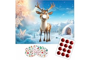 HIFSA Stick The Red Nose On The Reindeer Family Christmas Party Games Xmas Parties Games Activities For Kids Perfect Party Favours Pin Includes Blindfold Stickers Poster 14 Pcs