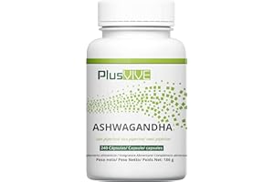 Plusvive - Lot de 240 capsules d’ashwagandha et d’extrait de poivre noir, 100 % vegan, 650 mg