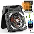 iYeHo Solar-Powered Camping Fan with LED Lantern,10400mAh Rechargeable Battery Operated Portable,Timer,Phone Charging and Eco-Friendly Fan,for Camping,Fishing, Power Outage,Hurricane,Travel