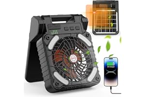 iYeHo Solar-Powered Camping Fan with LED Lantern,10400mAh Rechargeable Battery Operated Portable,Timer,Phone Charging and Eco-Friendly Fan,for Camping,Fishing, Power Outage,Hurricane,Travel