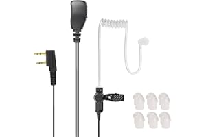 Hoornie Auriculares para radios Kenwood con micrófono redondo | Compatible con TK-3201, TK-3301, TK-3401D, TK-3501, TK-3701D, NX-220, NX-320 y más | Conector dorado + 10 tapones para los oídos