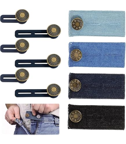 Set Di 12 Prolunghe A Bottone Per Pantaloni, Jeans E Maternità – Clip In Metallo E Silicone, Multicolore, Universale, Facili Da Installare - 2