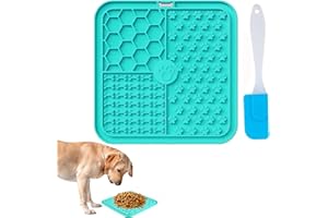 JIEYUCHU Alfombrilla para Lamer Perros, Lick Mat para Perros y Gatos con Ventosa, Libre de BPA, con 1 Espátula de Silicona, para Bañarse, Arreglarse y Entrenar, para Reducir la Ansiedad (Azul)