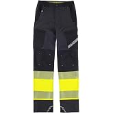 WORKTEAM High Visibility Stretch Trousers with Segmented Reflective Tapes, Slim Fit, Multi-Pockets with Zip, Knee Reinforceme