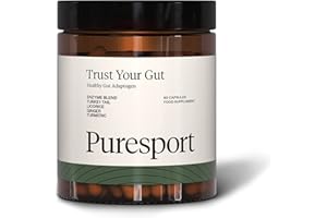 Puresport Trust Your Gut Nootropic Supplements | 60 Capsules | Combines Reishi Mushroom with Digestive Enzyme Blend, Liquorice Root, Turmeric & Ginger | Healthy Gut Adaptogen
