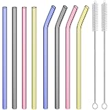 8 Pailles En Verre Réutilisables Avec Brosses - Incurvées Pour Bubble Tea, Smoothies Et Boissons