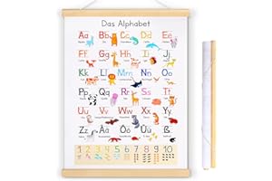 WGIDSKKI ABC Poster für Kinder 31x41.5 cm, Alphabet Zahlen Poster, Lernposter Kinder, Kinderzimmer, Abc + Zahlen Alphabet Lernen,Wanddeko Für Kinderzimmer,Kindergarten,Vorschule, Grundschule