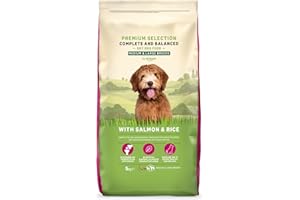 Amazon-Marke: Lifelong - Hundefutter für ausgewachsene Hunde (Adult) aller Rassen, Fein zubereitetes Trockenfutter mit Lachs und Reis, 5 kg (1er-Pack)