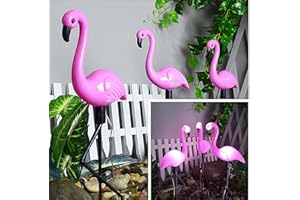 INJOY HOME DECOR Garden Ornaments Outdoor Bird Solar Lights Outdoor Garden Lights Flamingo Solar Lights Garden Lights Solar Powered Waterproof Led Lights Garden Gifts (Pink Flamingo 3 Pieces)