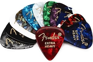 Fender© "351 Medley" celuloidowe kostki gitarowe i basowe - różne kolory - ekstra ciężki - zestaw 12 szt