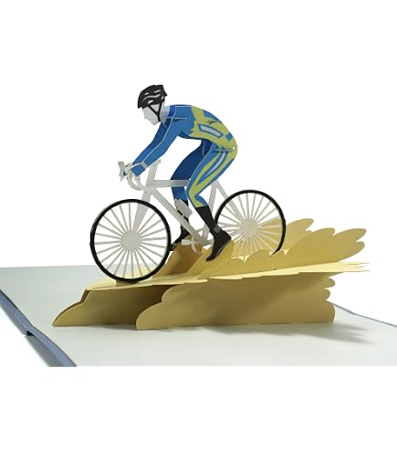 Bicicletta da donna, con fiori, tour in bicicletta, biglietto pieghevole 3D, biglietto pop-up, biglietto di auguri, biglietto di auguri (rosso