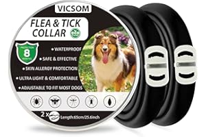 VICSOM Collares Antiparasitario para Perros, Collar Antipulgas Perros, Collar de Pulgas y Garrapatas para Perro Impermeable Regulable, Válido 8 Meses para Perros de Todos los Tamaños Negro 2Pc