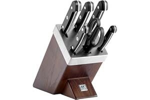 ZWILLING Bloque de cuchillos auto-afilables de 7 piezas, Bloque de madera, Cuchillos y tijeras con mango especial de acero inoxidable/plástico, Gourmet