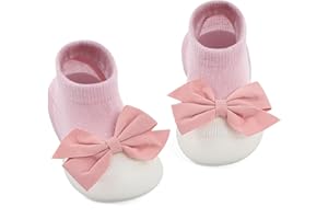 MK MATT KEELY Scarpe Calzino Neonata Scarpe Bowknot Primi Passi per Bambina Pantofole Calzini Antiscivolo in Gomma Morbida