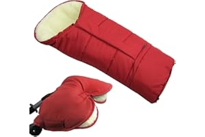 BAMBINIWELT24 BAMBINIWELT KOMBI-ANGEBOT MUFF + Winterfußsack/MUMIE- aus Lammwolle für Kinderwagen, Buggy, Schlitten MELIERT (rot)