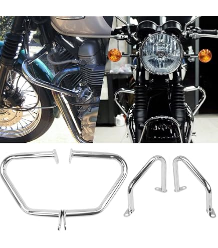 Bediffer Protezione Motore Per Triumph Bonneville – Crash Bar In Ferro Anodizzato Nero Per T100, T120, Bobber