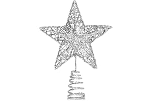 GXFCING Christbaumspitze Baumspitze Große Stern Glitzer 3D Metallic Weihnachtsbaumspitze Tannenbaum Spitze Stern für Weihnachtsbaum Christbaumschmuck 25 x 20cm (Silber, L)