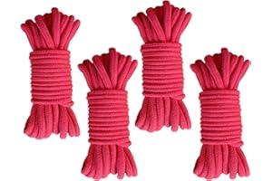 FAYEMINT 4 Rouleaux Corde en Coton Doux, Épaisseur 8 mm Longueur 10 m, Cordon torsadé épais Multifonctionnel, pour Le Camping, Le Jardinage, Le nautisme, Le tir à la Corde, Les Animaux, l’Escalade(Rouge)
