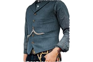 CEEHUTEEY Mens Classic Wool Tweed Suit Vest Casual Sleeveless Jacket Herringbone Waistcoat for Tuxedos