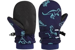 QKURT Guantes de Esquí para Niños, Guantes de Nieve de Invierno Impermeables, Guantes de Snowboard Antideslizantes a Prueba de Viento, Guantes Cálidos con Forro Polar para Niños y Niñas de 2 a 8 Años