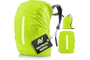 ‎AVANA AVANA Regenschutz für Rucksäcke mit Reflexstreifen (10-70L) wasserdichte Regenhülle Schulranzen Reflektor Rucksack Cover reflektierender Rucksacküberzug Neongrün
