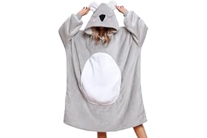 Nadeer Blanket Sweatshirt Fluffy Hoodie, Oversized Plush Hooded Top Wearable Blanket, Large for Adults Men Women and Small for Kids Boys Girls