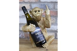 Fyne-Finds Resin Gold Up Yours Monkey Wine Holder Rude Novelty Single bottle Storage Shelf Sitter Cheeky Ornament