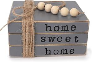 kroucoco Small Size Wood Decorative Book Stacks|Farmhouse Decor Book Stack|Decorative Wooden Books (grey)