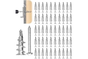 FENGCHUANG 25 Pezzi, Durevole Tasselli per Cartongesso, Forte Capacità di Carico Viti per Cartongesso, Viti Autoperforanti per Metallo, Per Fissaggi Pietra, Mattoni, Cemento, Cartongesso