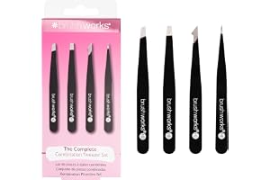 BrushWorks HD 4 Piece Combination Tweezer Set