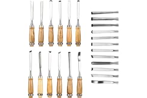 CJHZQYY Outils de Tournage Coffret, HSS Outil de Gouges, Ciseaux à Bois Sculpté, Burins de Tour à Main Qualité pour Bois Menuiserie, 12 en 1, pour les débutants et les professionnels
