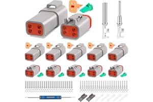 JRready ST6327-4 Deutsch 4 Pin DT Connector Kit, Gray Waterproof DT Connector 4 Pin(5 Pairs), Size 16 Stamped Contacts for Truck, Motorcycle, Off-Road Vehicles, Marine, Extreme Sports