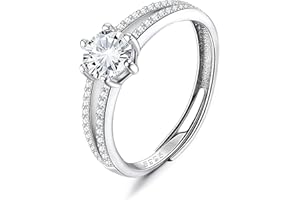 JeweBella Bague Femme en Argent 925 Réglable Bague Argent Femme Bague Zircone Cubique Brillant Bague Fiançailles Femme Bague Promise pour Mariage Alliance Bijoux Femme