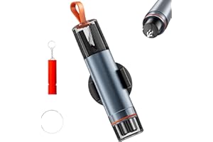 Kryoza Notfallhammer Auto mit Gurtschneider,2 In 1 Gurtschneider Notfallhammer,federkörner mit gurtschneider, Autoscheiben Zertrümmerer Car Essentials Rescue Tool mit Testglas&Sicherheitspfeife