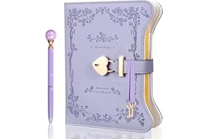 JIALILI Tagebuch mit Schloss und Schlüsseln für Mädchen, 360 Seiten Zeitschrift mit Schloss für Mädchen Geschenkideen, ideale Geschenke für Teenager or Women(lila)