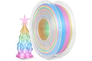 SUNLU Silk Rainbow Filament PLA+, Multicolor Shiny 3D Printer Filament, Fast Color Change, Color Change Each 8 Meters, Glossy Surface, 330 Meters, 1kg, Silk Rainbow (Yellow-Green-Blue-Pink)