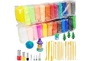 Yayatty 49 Pz Arcilla Polimerica Kit de Arcilla de Modelado, 24 Colores Arcilla Polimerica Pasta de Secado Al Aire y Herramientas de Escultura para Manualidades, Suministros para Hacer Joyas