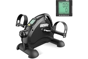 ONETWOFIT Pedaltrainer,Under Desk Bike Pedal Exerciser, Mini-Heimtrainer für zu Hause, Übungsgerät zur Rehabilitation mit LCD-Bildschirm Dip-Station (Under Desk-Black-1)