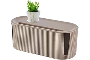 Youding Cable Management Box, Tidy Power Stripe Organizer, Cord Organizer Storage Box to Hide Strips, and Conceal Strips Electrical Cords from Tvs, Computers & Desks, Brown