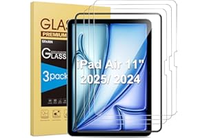SPARIN 3 Stück für iPad Air 11 Zoll M3 2025/M2 2024 Panzer Schutz Glas, Schutzfolie für iPad Air 7/6.Generation Folie mit Rahmen-Installationshilfe, 9H Härte Schutzglas