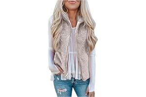 OIUHJN Teddy Fleece Weste Damen Damen Plus Size Casual Color Block Plüsch Sweatshirt Reißverschluss Bluse Warmer Mantel Weste Tanks Sportlicher Wintermantel Plüschweste Fleeceweste Damen Übergangsjacke