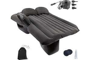 MEIRRAI Colchón Coche, Cama Hinchable Coche, Colchon Coche Asientos Traseros, con Bomba de Aire Eléctrica y 2 Almohadas, Accesorios Coche para Viajes